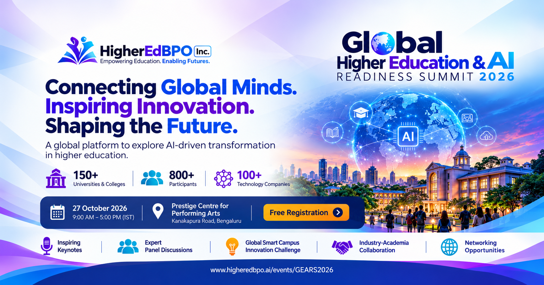 Bengaluru to Host Global Higher Education & AI Readiness Summit 2026 on October 27